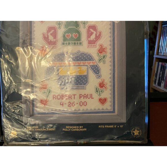 Cross Stitch Kit Sunset Sweater Birth Announcement 8x10 Polly Carbonari Counted - Picture 10 of 11